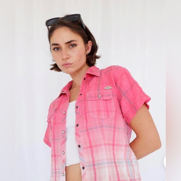 Harley-Davidson Tops - Harley-Davidson plaid ombré pearl snap shirt with embroidered back design. Small